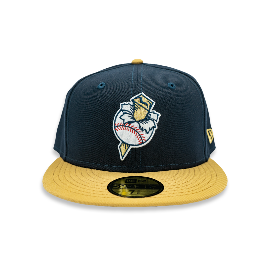 Omaha Storm Chasers New Era 59Fifty Golden Spikes Navy/Gold Cap Omaha Storm Chasers New Era 59Fifty Golden Spikes Navy/Gold Cap