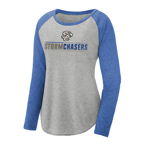 Omaha Storm Chasers 108 Stitches Women's Focus Vintage Gray Raglan