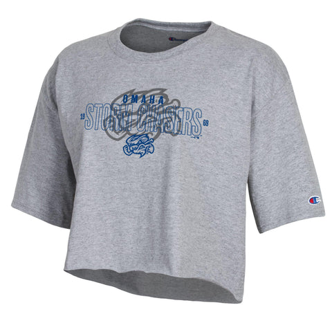 Omaha Storm Chasers Champion Women's Crop Heather Gray Tee