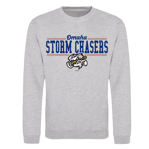 Omaha Storm Chasers Bimm Ridder Youth Cassell Crewneck Heather Gray Sweatshirt