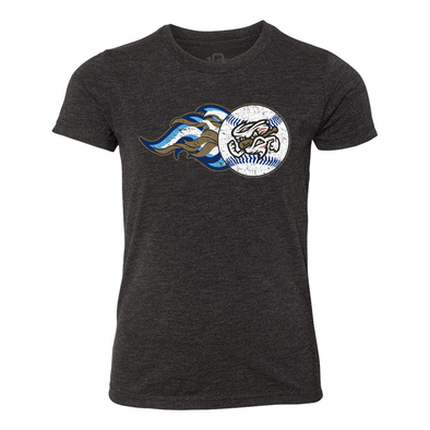 Omaha Storm Chasers 108 Stitches Youth Fireball Black Tee