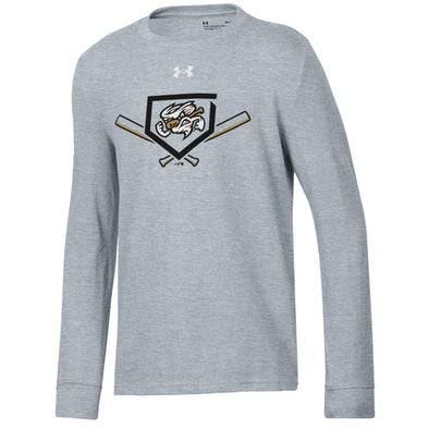 Omaha Storm Chasers Youth Under Armour Steel Heather Perf Cotton LS Tee
