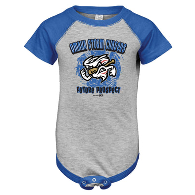Omaha Storm Chasers Infant BR Heather Royal Topping Bodysuit